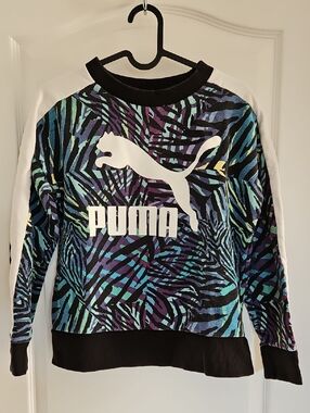Puma White-Logo Tropical Zebra Print Crewneck Sweatshirt